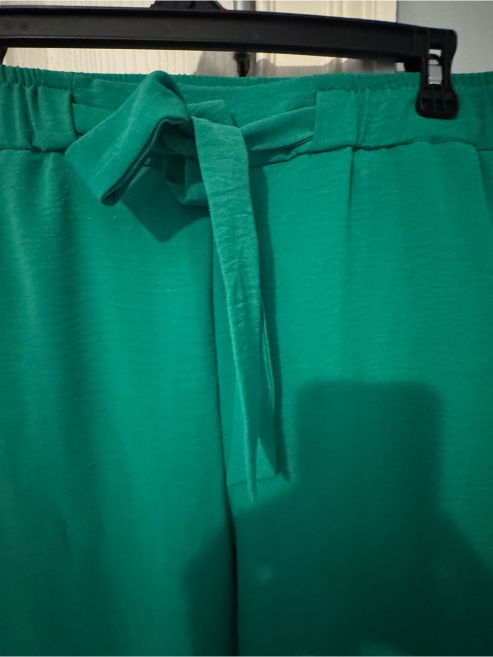 Women's Kelly Green, Bow-tied waist, Wide-Leg Pants